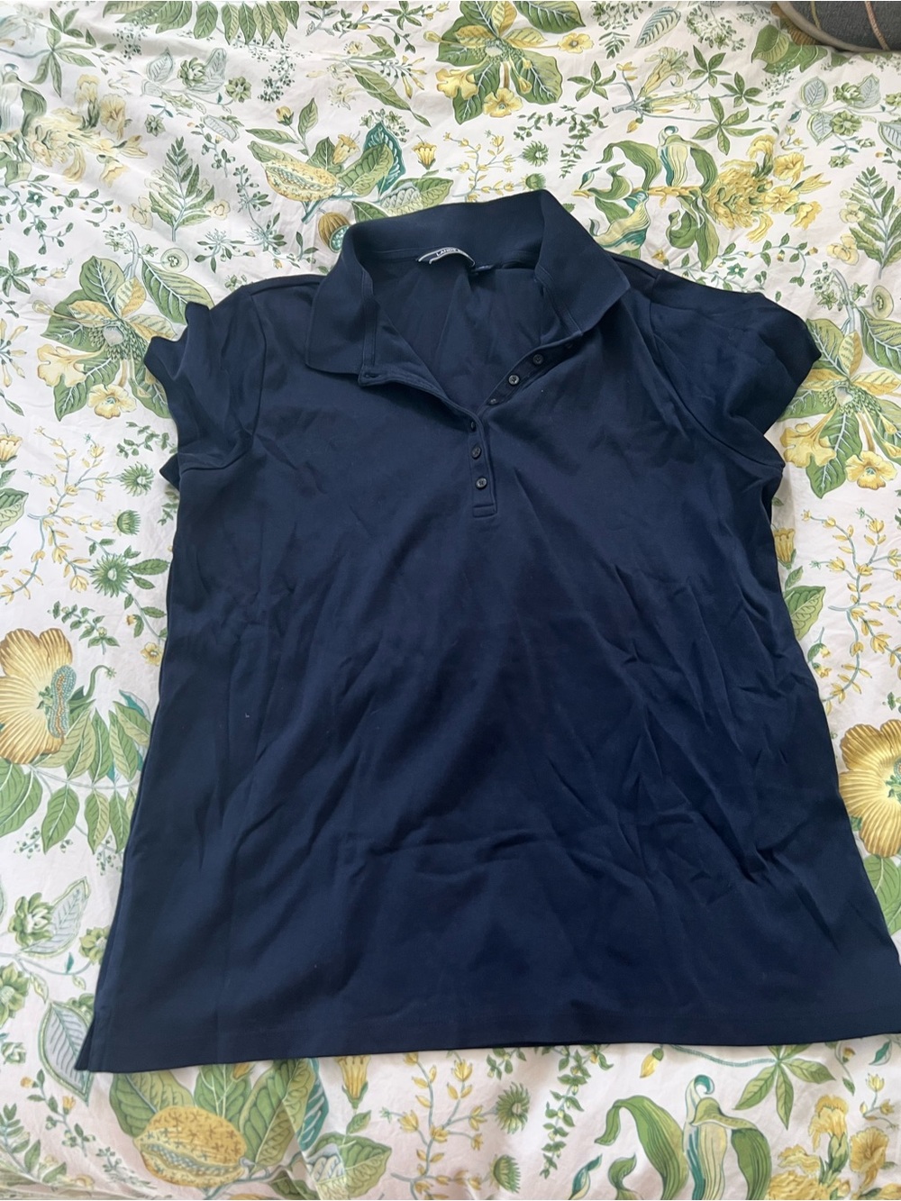 Lands' End Navy Short-Sleeve Polo